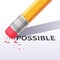 Changing word impossible to possible with eraser