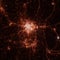 Changsha city lights map, top view from space. Aerial view on night street lights. Global networking, cyberspace