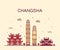 Changsha skyline Hunan province China vector line