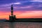 Chania with the amazing lighthouse, at sunset, Crete, Greece.