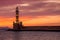 Chania with the amazing lighthouse, at sunset, Crete, Greece.