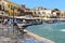 CHANIA, CRETE - September 09, 2013: Seafront in Chania Old town, Greece. Chania is the second largest city of Crete