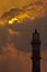 Chania lighthouse in close up  silhouette on Crete
