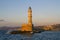 Chania lighthouse at sunset