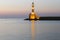 Chania lighthouse at sunset