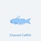 channel catfish 2 colored line icon. Simple light and dark blue element illustration. channel catfish concept outline symbol desig