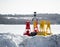 Channel Marker Bouys stored on shore winter