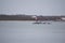 Channel marker on island in winter