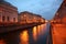 Channel in St. Petersburg in dusk