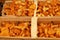 Chanterelle edible mushrooms at retail display