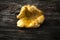 Chanterelle Mushroom on Rustic Wood