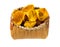 Chanterelle mushrooms in basket