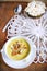 Chanterelle wild mushroom chowder with fresh corn, soup