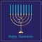 Chanukah menorah graphic on blue