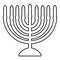 Chanukah menorah Jewish holiday candelabra with candles Israel candle holder contour outline icon black color vector illustration