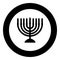 Chanukah menorah Jewish holiday candelabra with candles Israel candle holder icon in circle round black color vector illustration