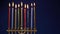 Chanukah Menorah with nine burning candles. Hanukkah is a Jewish festival of lights.