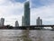 The Chao Phraya River BANGKOK,THAILAND-17 SEPTEMBER 2018: Condo high on the Chao Phraya River. on,BANGKOK,THAILAND-17 SEPTEMBER