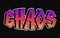 Chaos word graffiti style letters.Vector hand drawn doodle cartoon logo illustration.Funny cool chaos letters, fashion