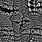 CHAOS word warped, distorted, repeated, and arranged into seamless pattern background