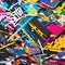 A chaotic blend of graffiti tags, abstract shapes, and vibrant splatters, representing urban creativity5, Generative AI