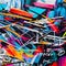 A chaotic blend of graffiti tags and vibrant brushstrokes, evoking a sense of urban energy and expression1, Generative AI