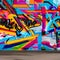 A chaotic blend of graffiti tags and vibrant brushstrokes, evoking a sense of urban energy and expression4, Generative AI