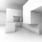 Chaotic geometric structure in empty room. 3d render