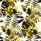 Chaotic yellow and black summer seamless pattern