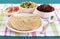 Chapati or Indian Flat Bread with Vegetable and Beetroot Curry