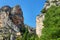 Chapel below the mountain in medieval village Moustiers Sainte Marie