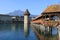 Chapel Bridge, Water Tower and Pilatus, Lucerne