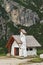 The chapel at Falzarego pass, Dolomites, Italy