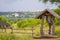 Chapel in the field in the background of the castle in Janowiec