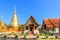 Chapel and golden pagoda at Wat Phra Singh Woramahawihan in Chiang Mai, North of Thailand