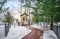 Chapel among the green cedars