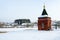 Chapel in honor of Blessed Matrona of Moscow on bank of snow-covered lake, Senno, Belarus