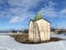 Chapel of John the Baptist on the bank of the river Sheksna near the Resurrection Goritsky monastery of the Vologda region in wint