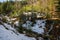 Chapel in the mountains for occasional worship with benches in winter beautiful suns day, czech beskydy , polomy