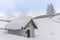 The chapel for St. Antonius during the ski touring in the mountains and forest above Alvaneu in the Swiss Alps