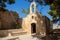 Chapel in summer with blue sky at fortfortfort Fortezza in Rethymno, Crete