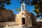 Chapel in summer with blue sky at fortfortfort Fortezza in Rethymno, Crete