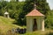 A chapel surrounded by fields and forests, Kalwaria PacÅ‚awska, Poland