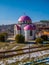 Chapel or tabernacle with pink purple dome. Saint Peter and Pavel.