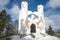 Chapel tomb of Ludvigsburg on the Island of the Dead close up in the sunny February day. Vyborg, Russia