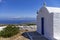 Chapel on top of a mountain in Iraklia island, Cyclades, Greece