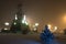 Chapel in the Ural city at night in the winter