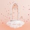 chapel wedding celebration podium stage arch bell rose gold petals rose ceremony confetti party ring floating cloud concept church