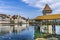 Chapel Wooden Covered Bridge Inner Harbor Lucerne Switzerland