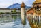 Chapel Wooden Covered Bridge Inner Harbor Lucerne Switzerland